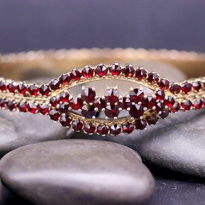 Victorian sterling silver garnet bangle